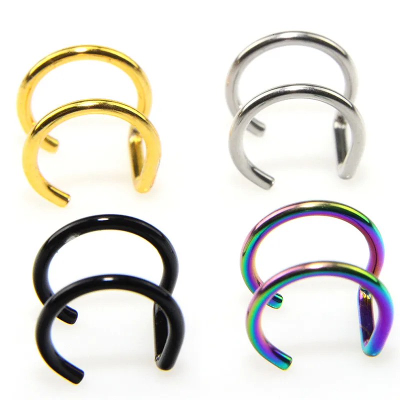 

1pair New Punk Rock Style Earrings Without Piercing Holder Hollow U Pattern Statement Jewelry Neutral