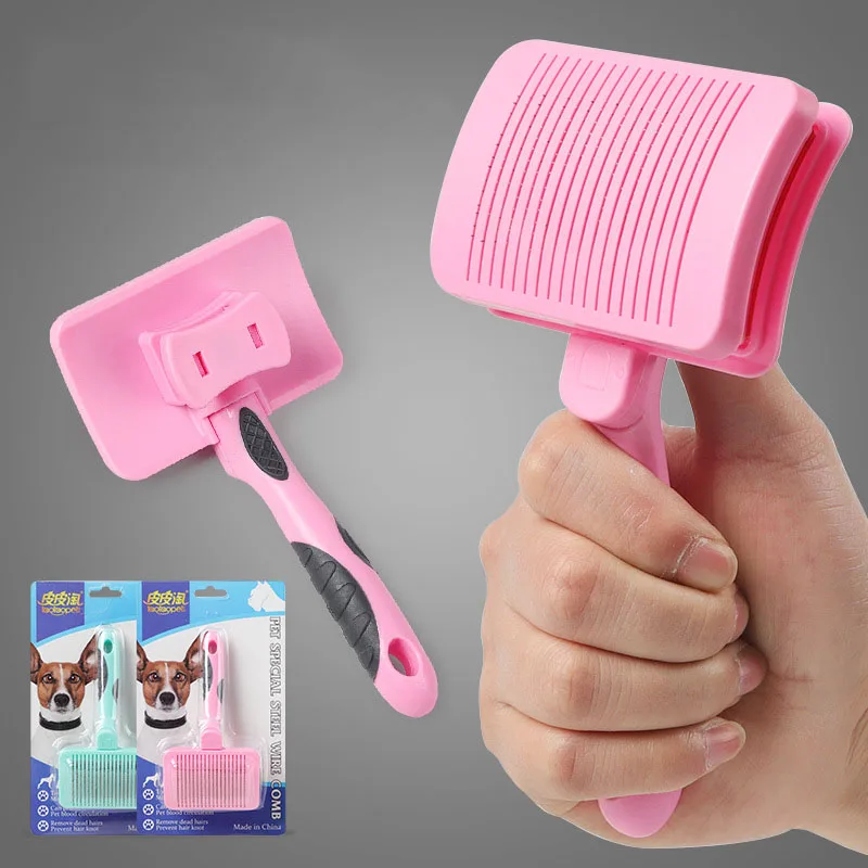 

Self Cleaning Slicker Brush Pet Grooming Wire Comb Shedding Tools for Small Medium Large Dogs and Cats with Short or Long Hair