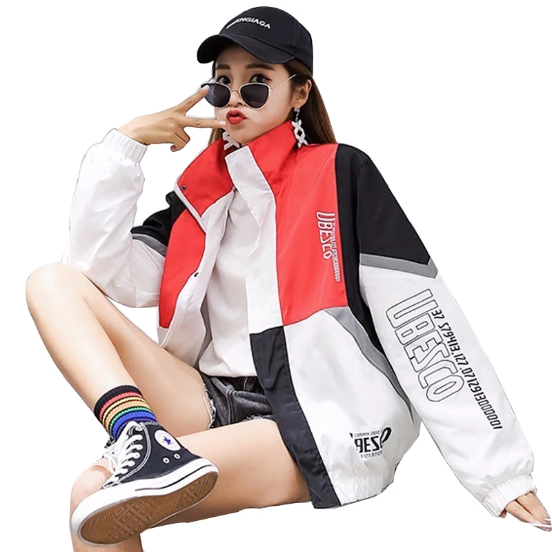 Куртка-бомбер, летняя Женская Базовая куртка в стиле хип-хоп, Студенческая тонкая свободная Осенняя модная ветровка, американский размер PJ290