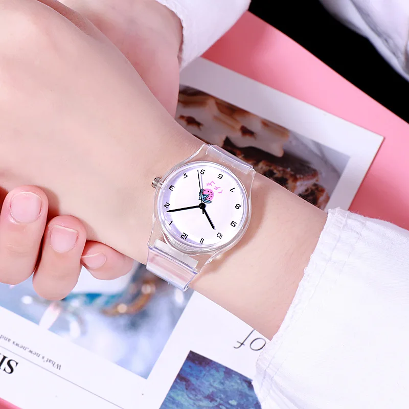 Новые японские и корейские розовые часы с сердцем для девочек, персональные, литературные, красивые, маленькие Волшебные часы, прозрачные часы