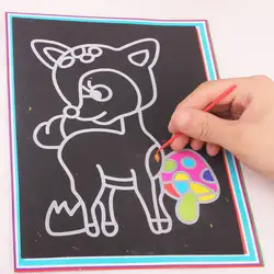Бумага для скретч Арта Волшебная картина бумага с рисованной палкой для детской игрушки 1 шт. Красочный Рисунок Игрушки