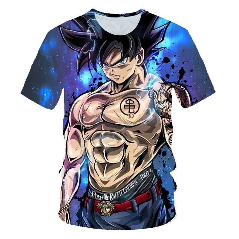 Мужская футболка с 3D принтом Dragon Ball Z Ultra Instinct Goku Super Saiyan God Blue летняя Вегета Размер