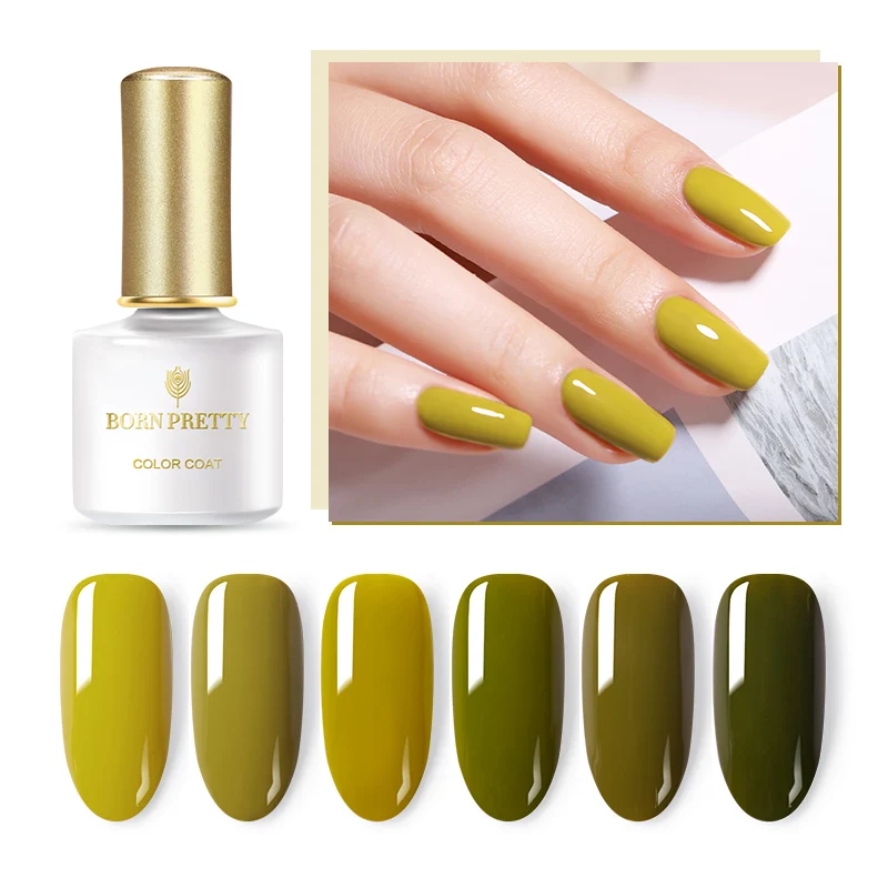 

BORN PRETTY 6ml Olive Green Color Series Gel Nail Polish Pure Nail Color Natural Resin Soak Off Nail Art UV LED Lamp Gel Varnish