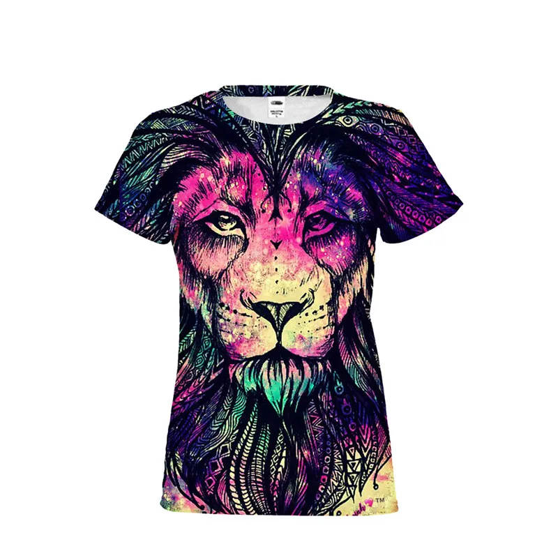 

T-Shirt Women Fashion Animal Owl Lion Elephant Butterfly 3D Printing Top Tees Girls Short Sleeves O-Neck Costume Casual Clothing