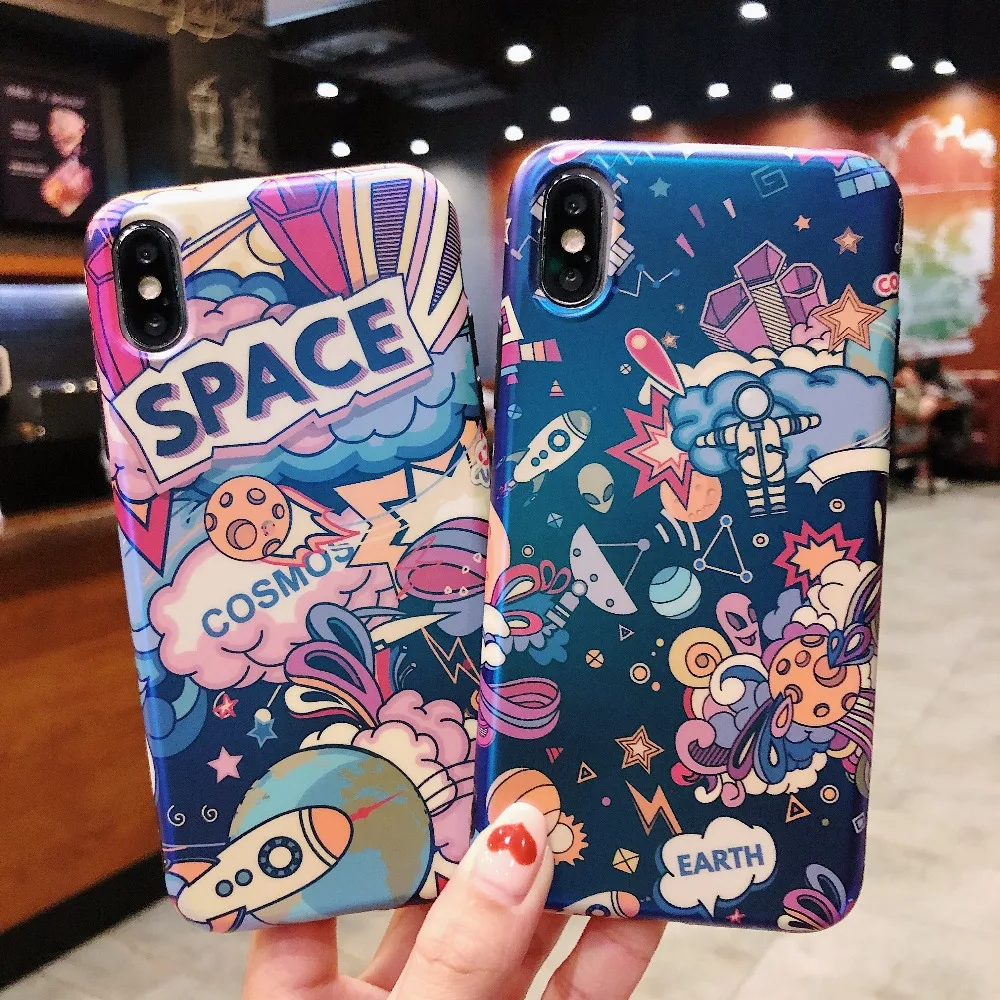 Панели телефона с рисунком для iphone X XS MAX XR Синий Легкий чехол 6 S 7 8 plus полный
