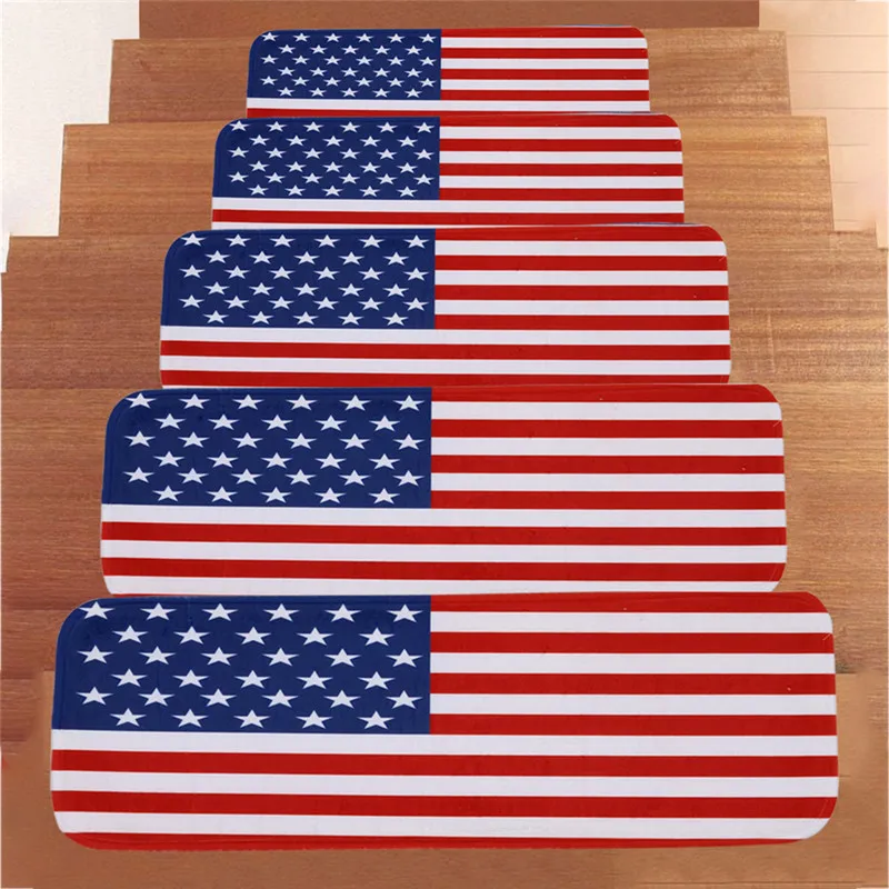 Independence Day 5Pcs StepBasic Non-Slip Coral Fleece Resistant Carpet Stair Mat Independence Day 5Pcs StepBasic Non-Slip Coral Fleece Resistant Carpet Stair Mat