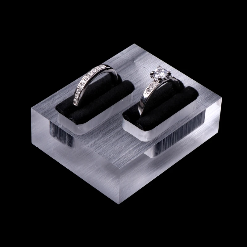 

NEW Clear Acrylic Double Rings Display Stand Jewelry Store Showcase Holder Organizer