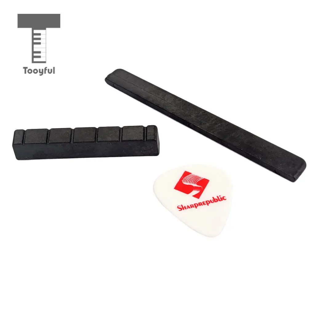Tooyful Set of Plastic Nut Slotted & Bridge Saddle with Pick for Classical Classic Guitar Musical Instrument Parts Accessories