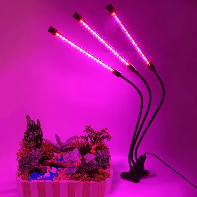 27 W светодиодный завода светать синхронизации 3-головы комнатное растение Crowth лампы для теплицы зарядка через usb-hol