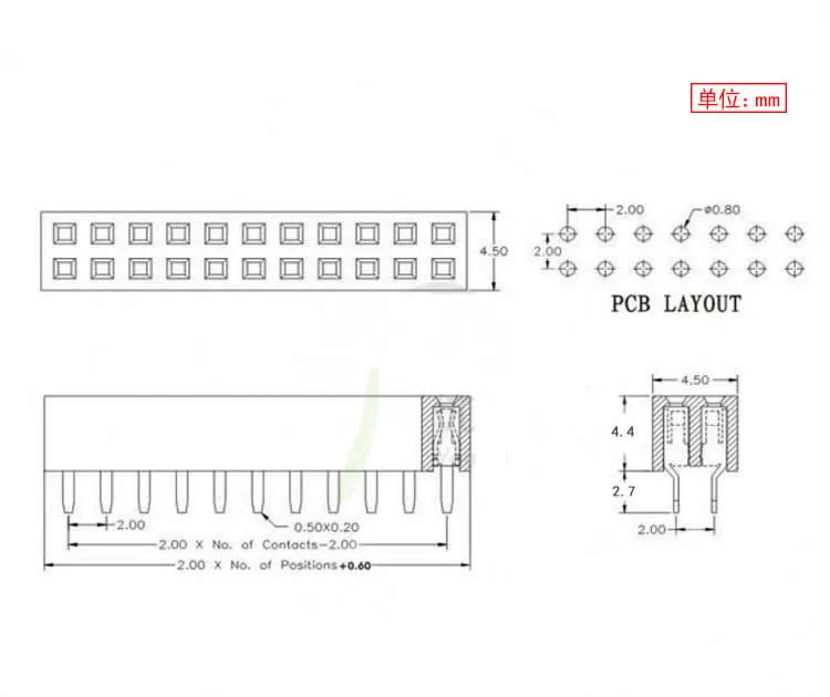 10 шт. 2x20 Pin 40 Pin header 2 мм Двухрядные женские прямые Header шаг 2*20 2,0 мм