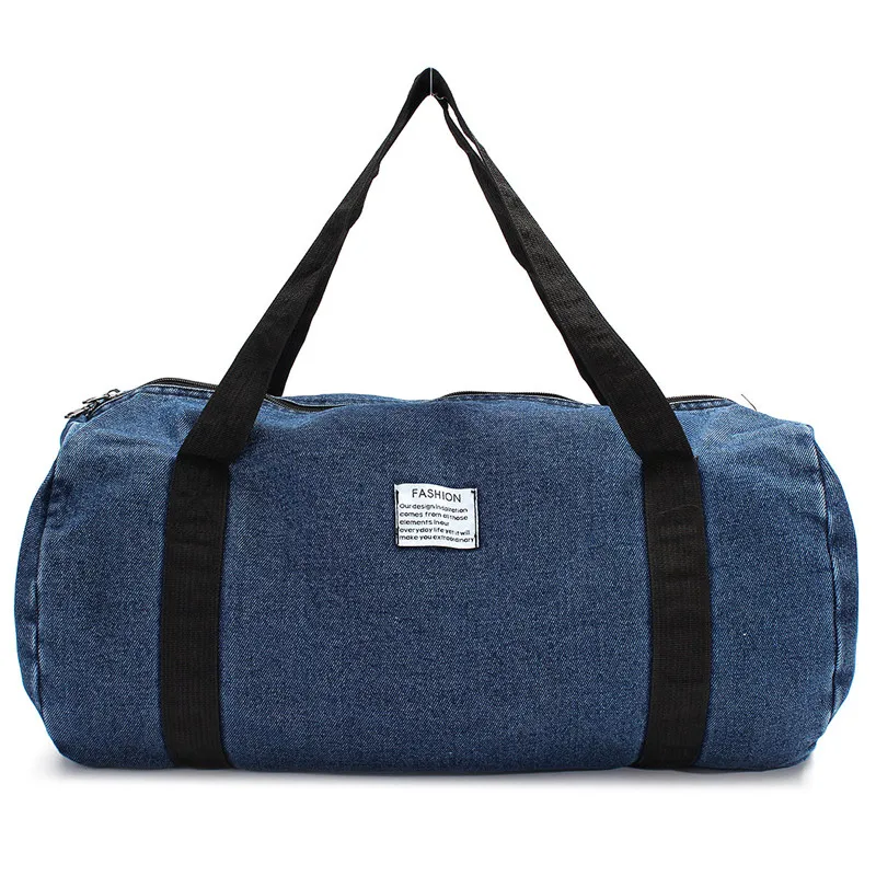 

New Men Women Travel Business Trip Washed Denim Large Capacity Single Unisex Beach Ourdoor Zipper Durable Bag Fashion