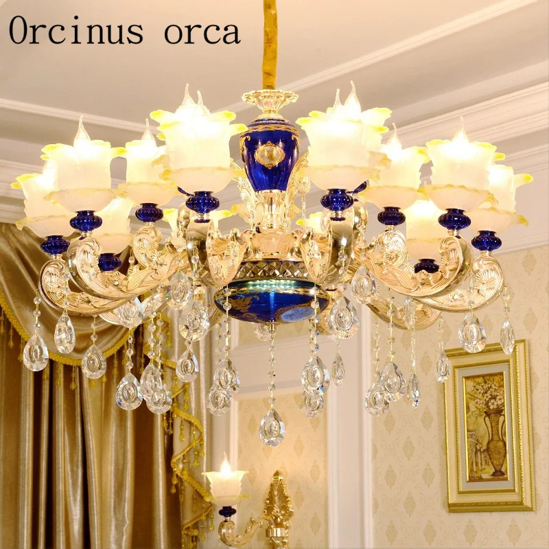 

French luxury crystal chandelier living room bedroom European style hand painted zinc alloy Chandelier free shipping