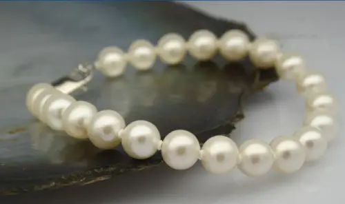 

Wholesale price 16new ^^^^fine natural 8-9mm AAA akoya white pearl bracelet 8''