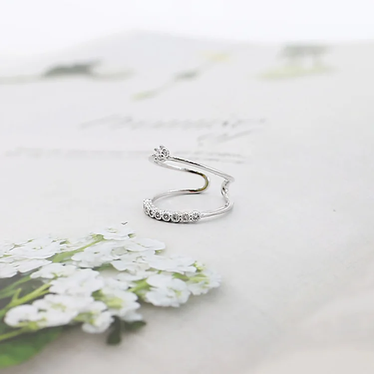 Двухслойные открытые кольца для женщин, регулируемые кольца с кристаллами и цирконием для свадьбы, помолвки, простые кольца с хвостом, модные ювелирные изделия, подарки для девушек