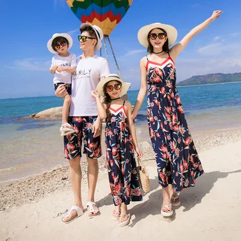 

Flower Style Mommy and Me Mother Daughter Dresses Mama Bebes Wedding Dress Clothing for Family Matching Outfits Plus Size Dad