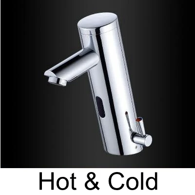 Смеситель для раковины на бортике для ванной комнаты, кран для холодной и горячей воды, автоматический сенсорный кран с завышенным датчиком - Цвет: hot and cold