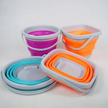 

5/10L Portable EVA Silicone Round/Square Fishing Accessories Tools Strong Folding Retractable Thicken Water Bucket