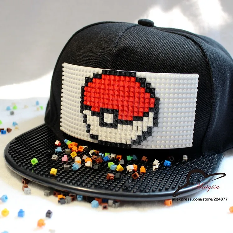 Бейсбольная кепка Pokemon Go Brick Pikachu, бейсболка в стиле хип-хоп, Кепка Snapback для мужчин и женщин, кепка со съемными блоками - Цвет: 16