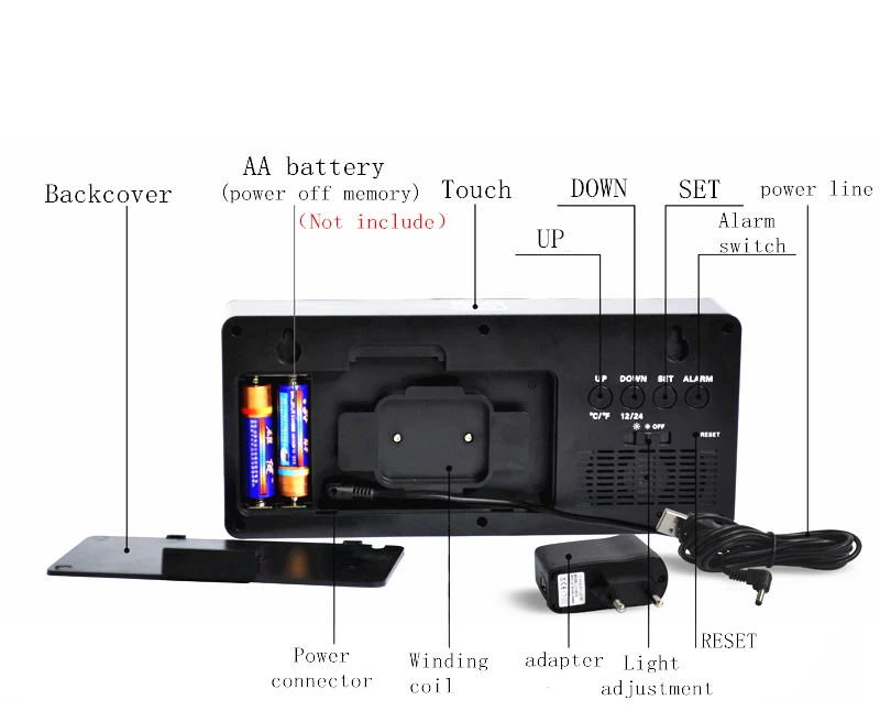 HD LED настенные часы с большим экраном домашние настольные часы с календарем Функция экономии времени дневного света светодиодные электронные часы с термометром