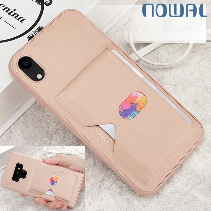 

Fashion Card Slots Holder Case For iPhone XS Max X XR 6 6S 7 8 Plus For Samsung Note 9 8 S8 S9 Plus A8 Soft Silicon Bumper Cover