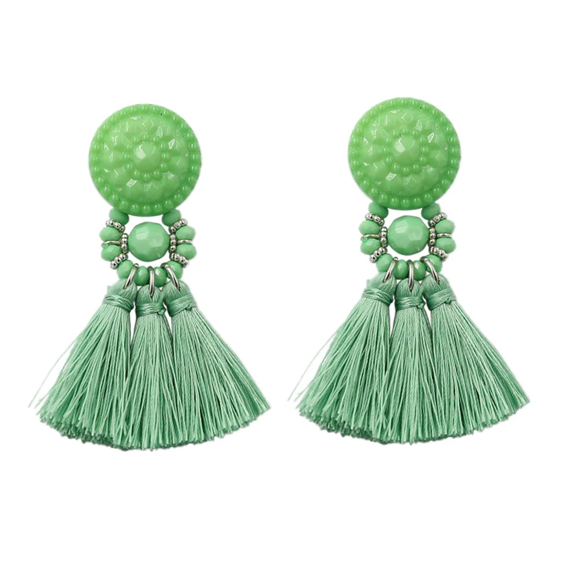 

New Arrival Small Tassel Earrings for Women Vintage Resin Beaded Earring Trendy Fringe Drop Earring Summer Jewelry 2019