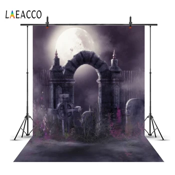 

Laeacco Moon Arch Door Fence Castle Child Dark Night Scenic Photographic Backgrounds Photography Backdrops For Photo Studio