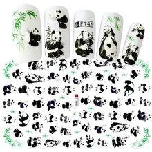 Panda bonito design adesivo decoração da arte do prego adesivos beleza acrílico manicure decalques suprimentos de unhas gato cão f145149