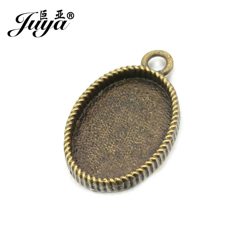 

JUYA Cheap Jewelry Accessories Suppliers 10pcs/lot 13x18mm Alloy Pendant Blank Vintage Oval Cameo Cabochon Base Setting AD0061
