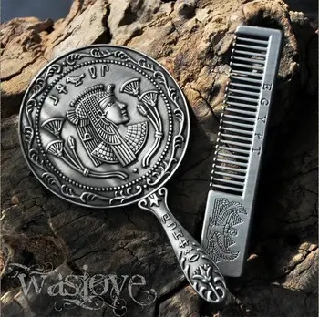 

Ancient tin color Retro flowers Portable mirror metal frame hand mirror makeup mirrors for gift box J044