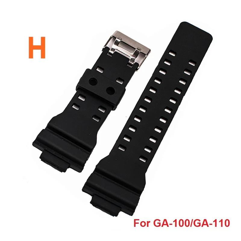 Watchband 16mm Black Silicone Rubber Replacement Watch Straps Band for Watch ga-100/110 and 5600 series Sports Watches