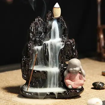 

The Little Monk Backflow Incense Burner Smoke Waterfall Incense Stick Holder Burner Zen Ceramic Censer Mountain River Handicraft