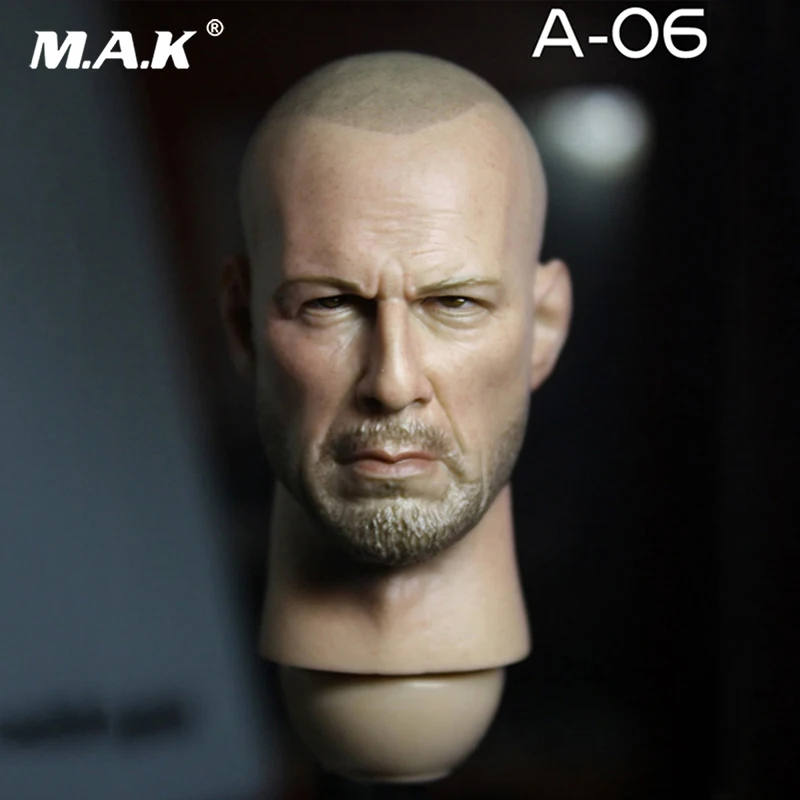 

For collection 1/6 Scale A06 Bruce Willis Bald Head Carved PVC Model Male Head Sculpt Fit 12'' Solider Figure Male Body