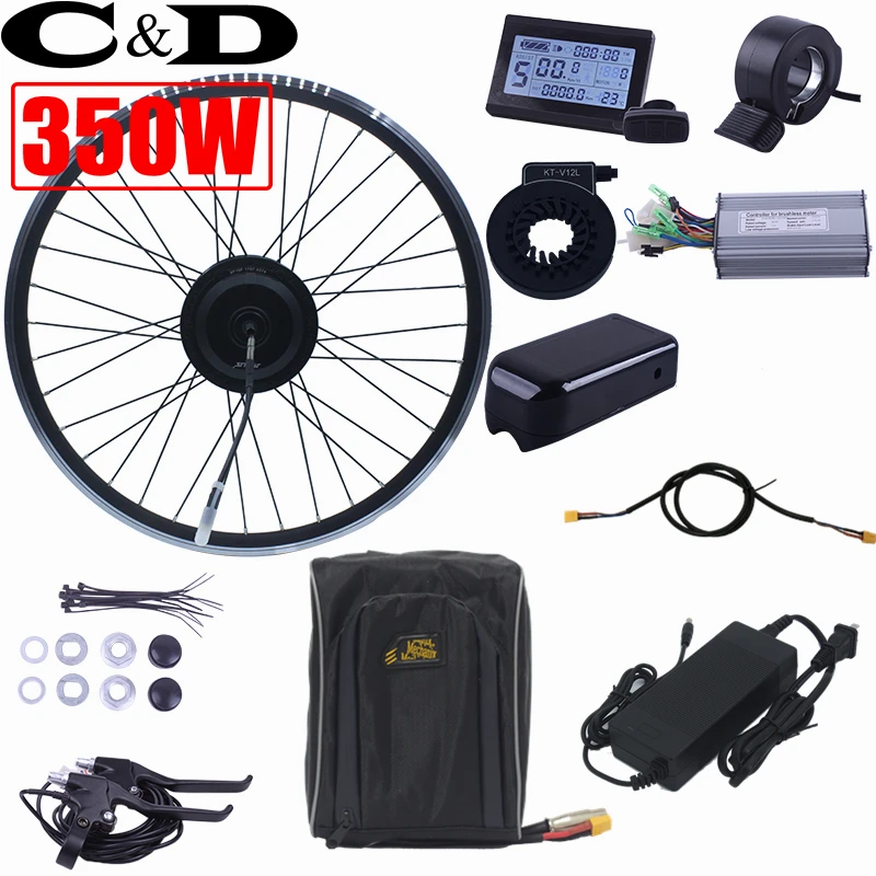 Discount 350W 500W 36V  48V  52V ebike Electric bike conversion kit XF 15F 15R motor MXUS brand battery  LCD display 0