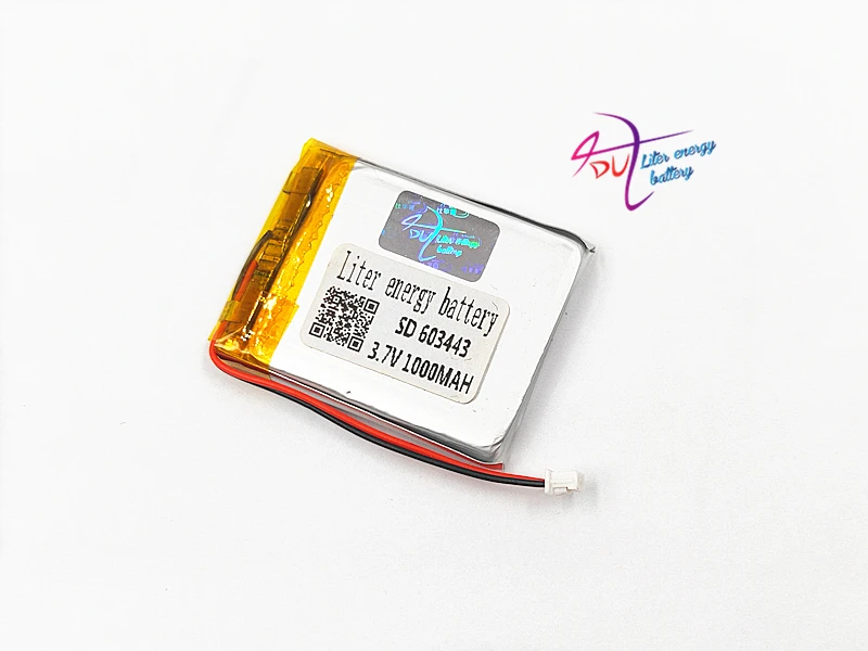 JST 1 25 мм 2pin 10x3 7 V 1000mAh разъем батареи 603443 литий полимерный LiPo аккумуляторная