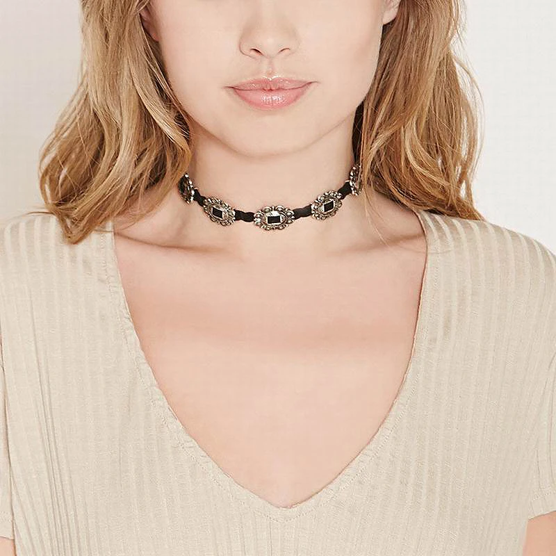 Fashion Jewelry Gothic Black Rope Braid Choker Necklace Steampunk Metal