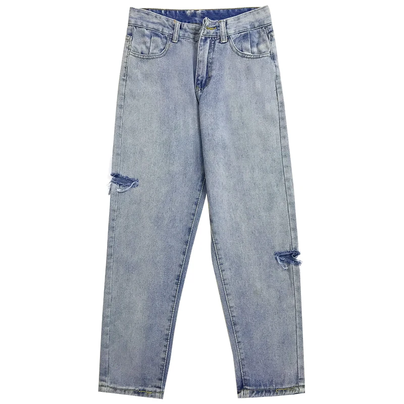 High-waist Boyfriend Jeans For Women Washed Shredded Jeans Vintage Hole Streetwear Plus Size Harajuku Carrot Mom Jeans Pants