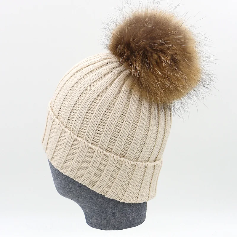 Besar Pompoms Kustom Rajutan Pom Beanie 