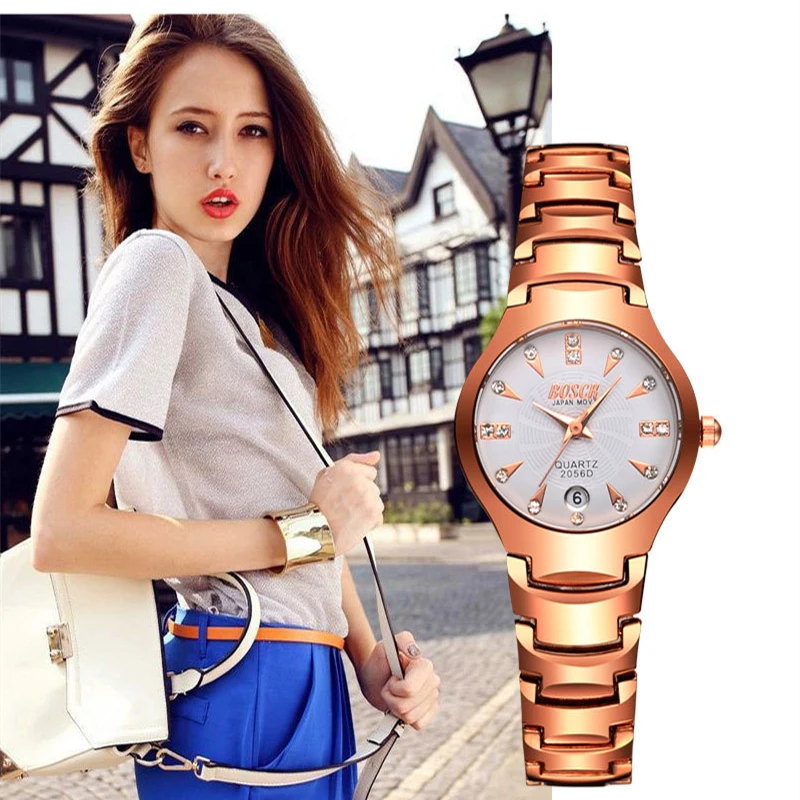 

BOSCK Women's watch top Brand Business Relogio Masculino Japan Movment Tungsten Steel Man Watch Dress Casual Quartz Wrist watch
