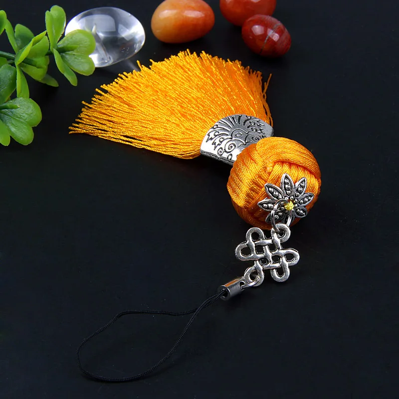 1 шт. DIY кисти с китайским узлом кулон аксессуары Мобильный телефон цепь подвесные части ремесло принадлежности кисточки кулон украшение