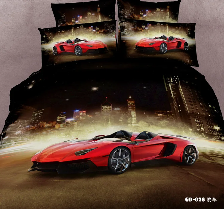 3D Race cars bedding set queen size super king quilt duvet cover fitted