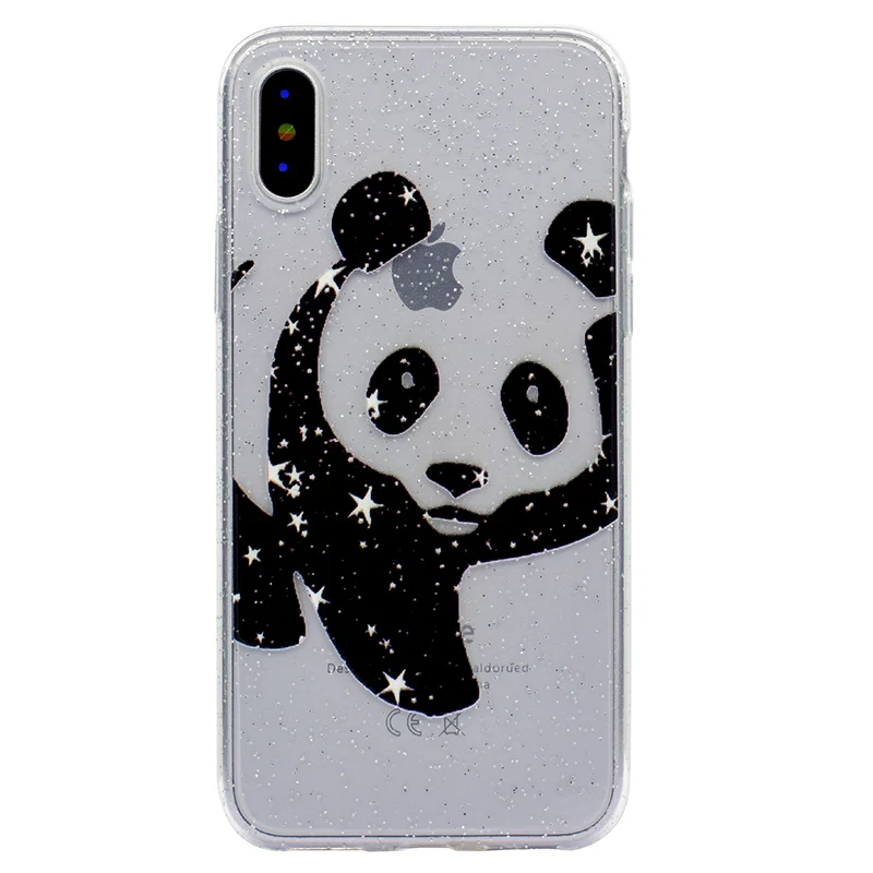 Cute cartoon glitter silicone case iphone x (13)