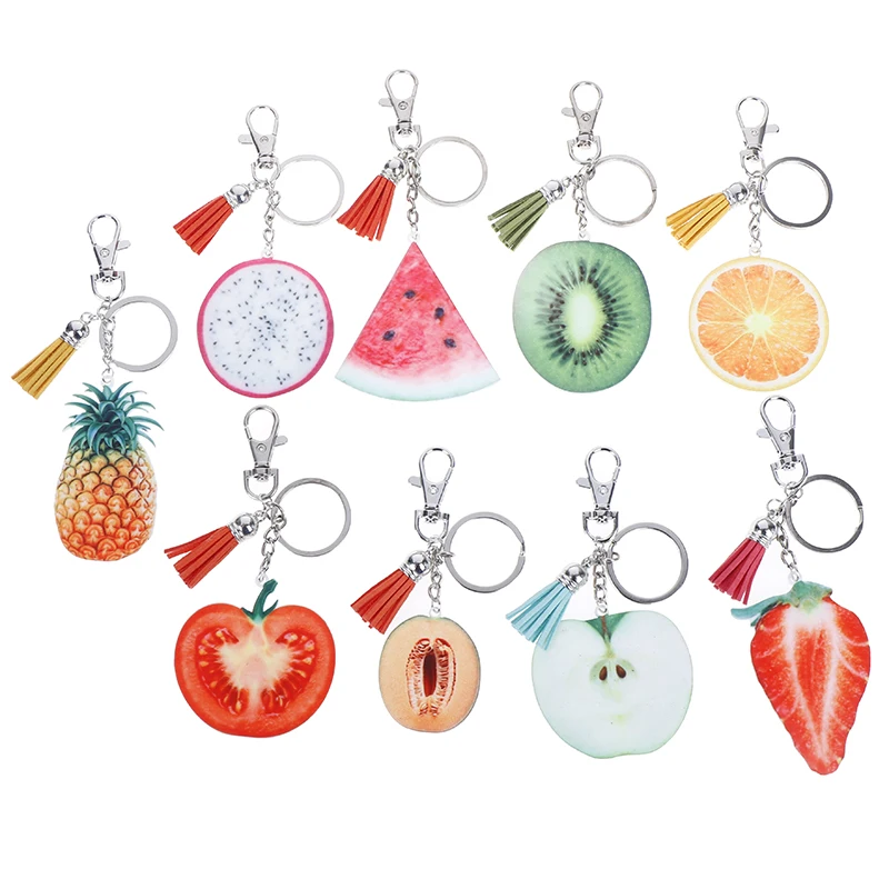 

Creative Apple Watermelon Pitaya Pineapple Kiwifruit Key rings Key Holder Fruit Keychain Jewelry Car Bag Wallet Fruit Key Chain