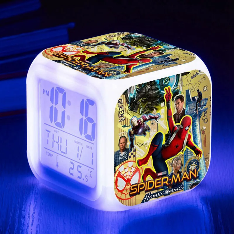 

Spiderman Led alarm clock Peter Parker digital luminous clocks homecoing hero spider-man reloj despertador May Parker watches