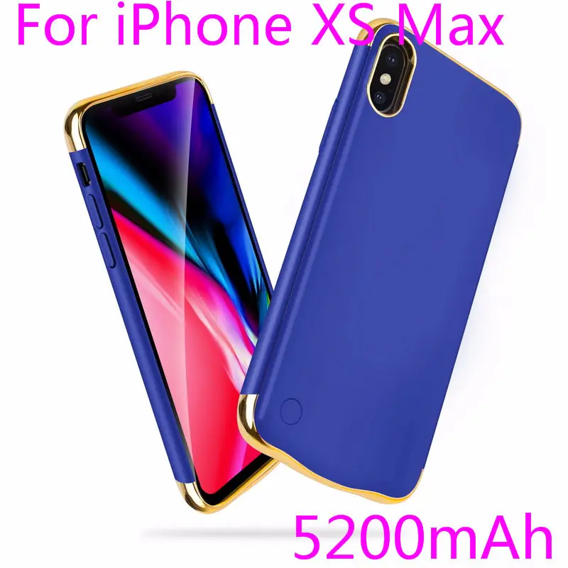 Тонкий противоударный чехол для зарядного устройства для iPhone XR XS Max, перезаряжаемый внешний аккумулятор для iPhone X XS, чехол для зарядки - Цвет: IXS Max-Blue