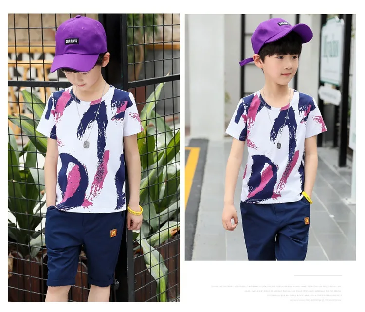 New Baby Boy Summer Clothes Set For Toddler Kids Clothing Cartoon Printed Short Sleeve T-shirt + Pants Boy Suit Sports Two-piece (7)