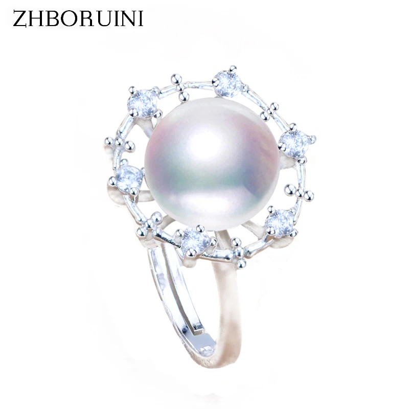 

ZHBORUINI 2019 Fashion Pearl Ring Gircon 925 Sterling Silver Jewelry For Women Big Ring Natural Freshwater Pearl Gift Wholesale