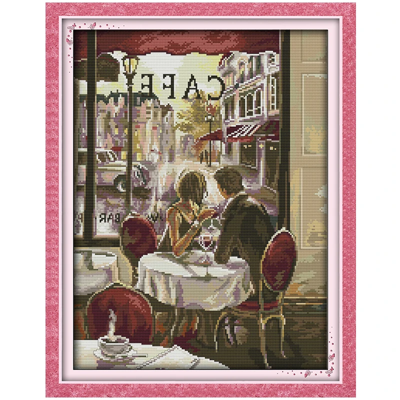 Coffee Lovers Counted Cross Stitch DIY 11CT 14CT 16CT Cross Stitch Sets DMC Kits Embroidery Home Decor Needlework