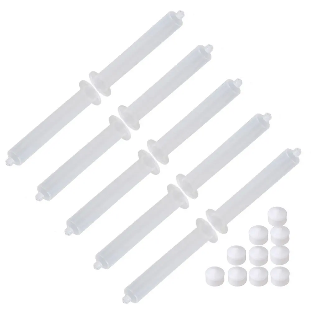 

6.89" Transparent Plastic USA Type Fluid Dispenser 55cc Capacity Glue Dispensing Syringe Barrel for Industry Pack of 10