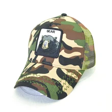 Медведь Животные вышивка Бейсбол шапки Для мужчин Для женщин Snapback хип-хоп Hat Лето Обувь с дышащей сеткой солнца Gorras Мужская Уличная