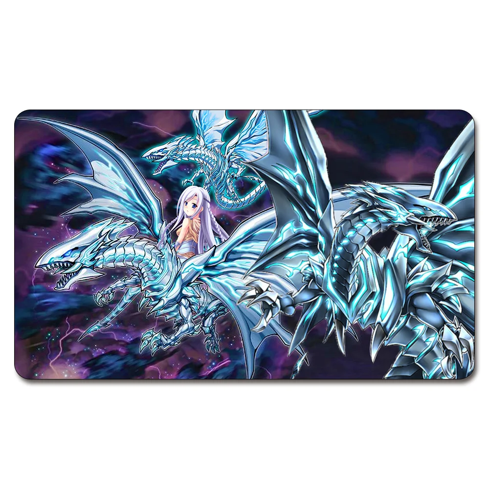 YGO Blue Eyes Alternative White Dragon Playmat Board Games Yu-Gi-Oh Custom Playmat With Playmat Storage Bag